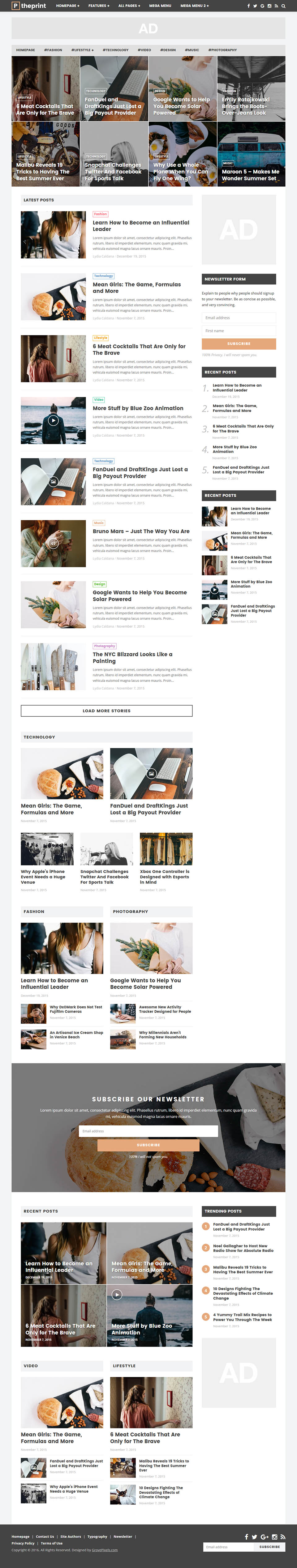 WordPress template ThemeForest The Print