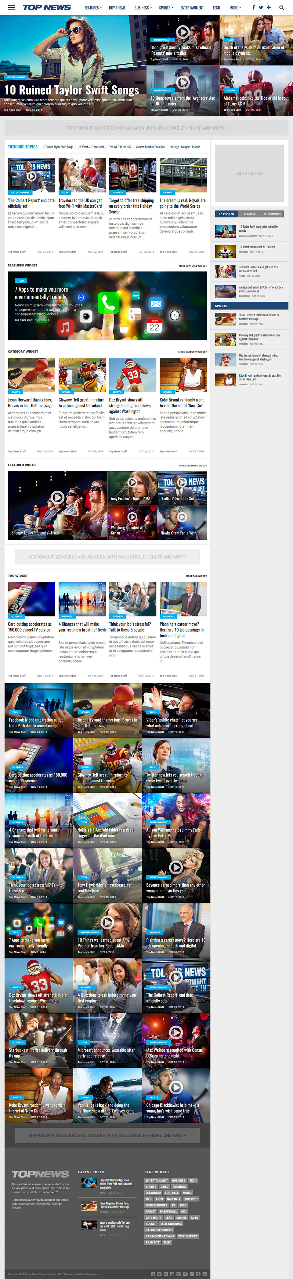 WordPress template ThemeForest TopNews