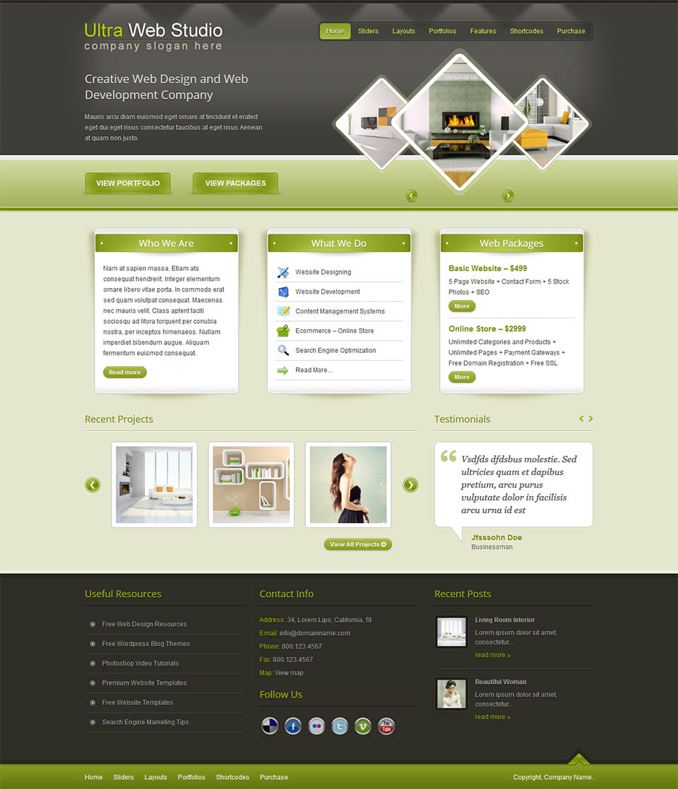 WordPress template ThemeForest Ultra Web Studio