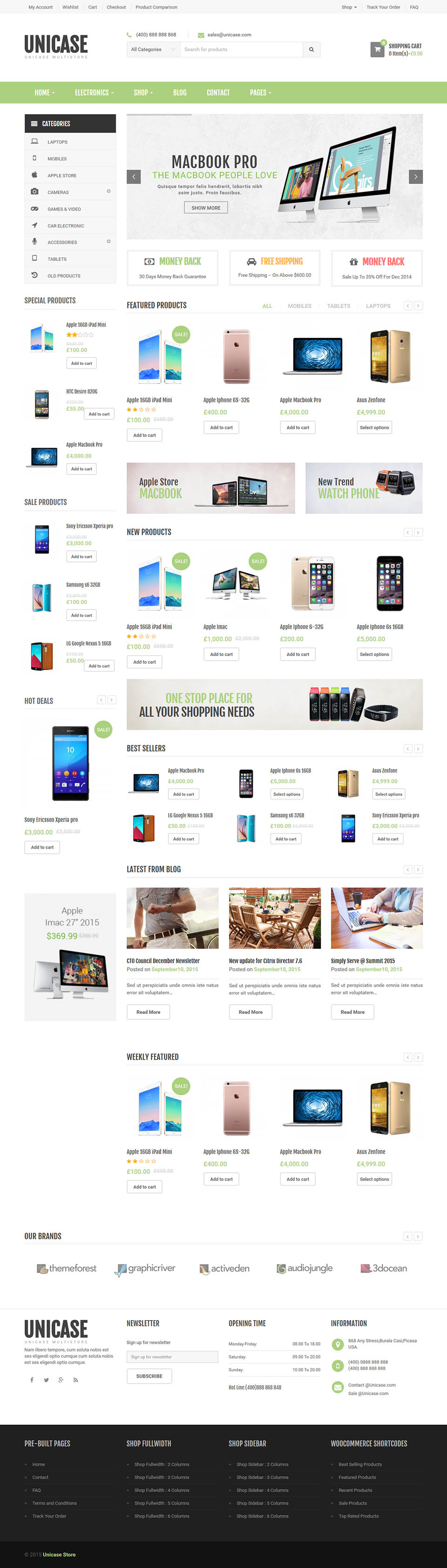 WordPress template ThemeForest Unicase