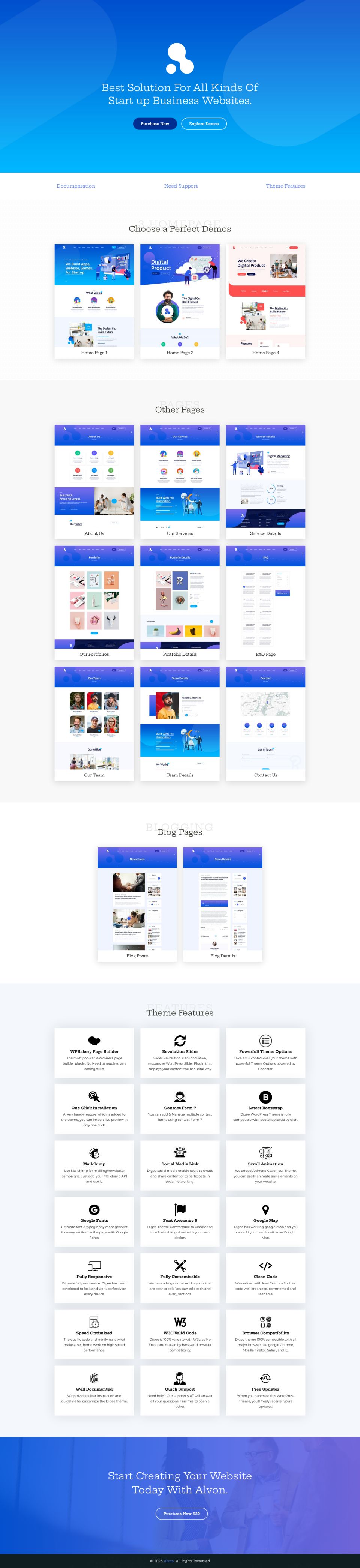 WordPress template ThemeForest Alvon