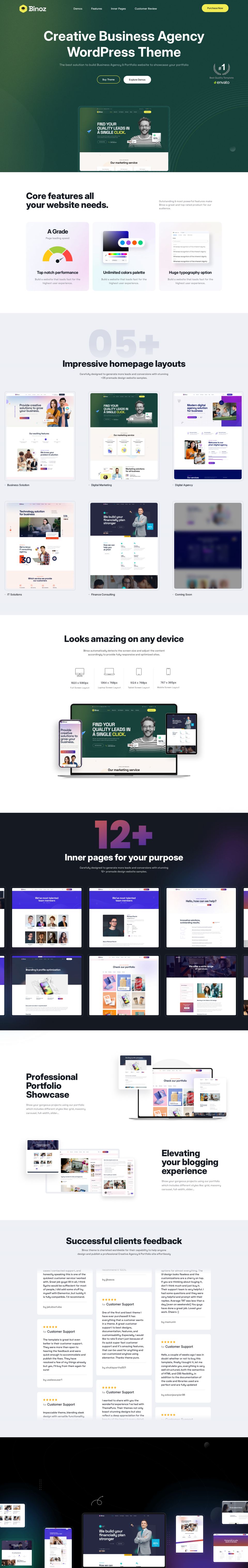 WordPress template ThemeForest Binoz