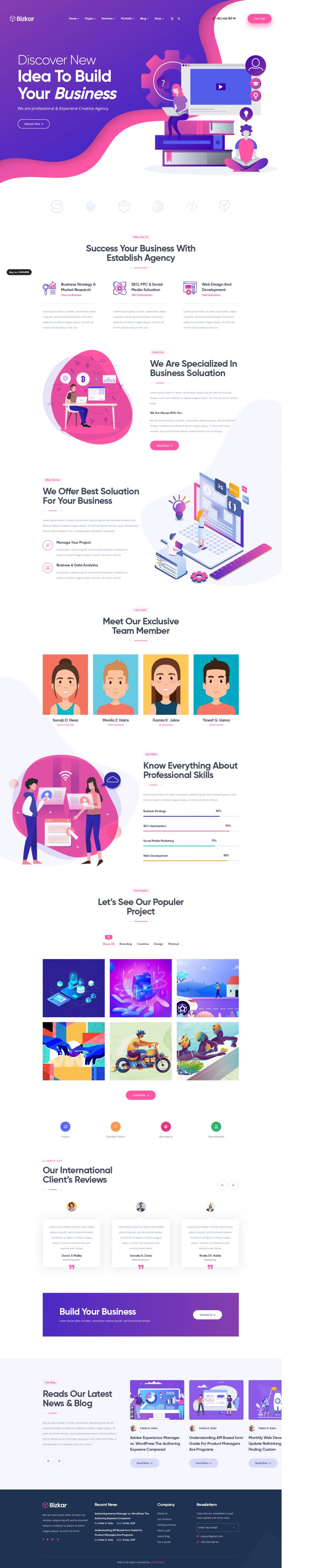 WordPress template ThemeForest Bizkar