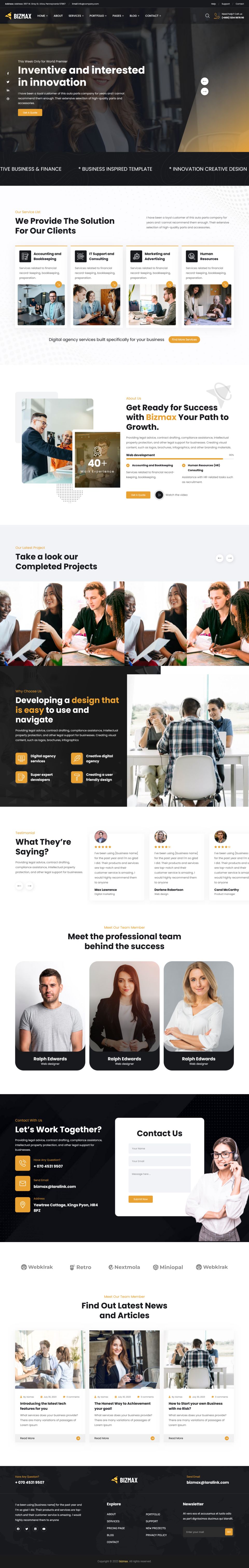 WordPress template ThemeForest Bizmax