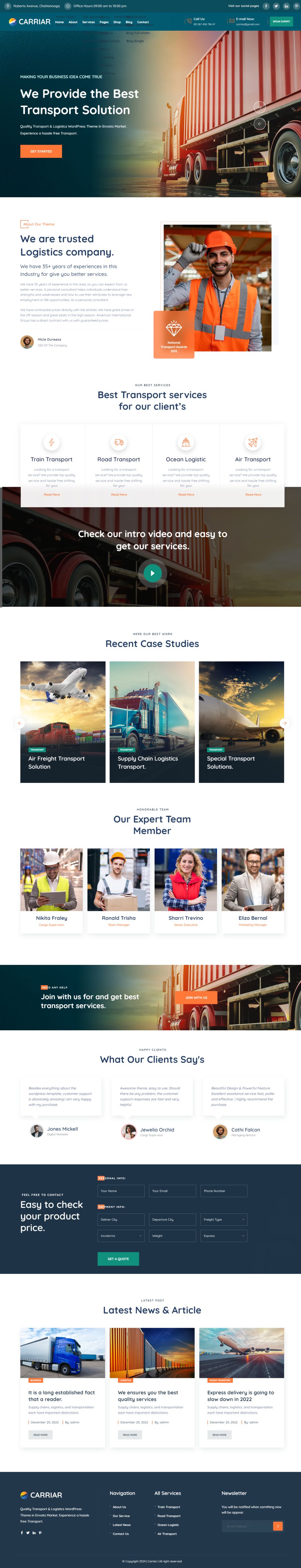 WordPress template ThemeForest Carriar