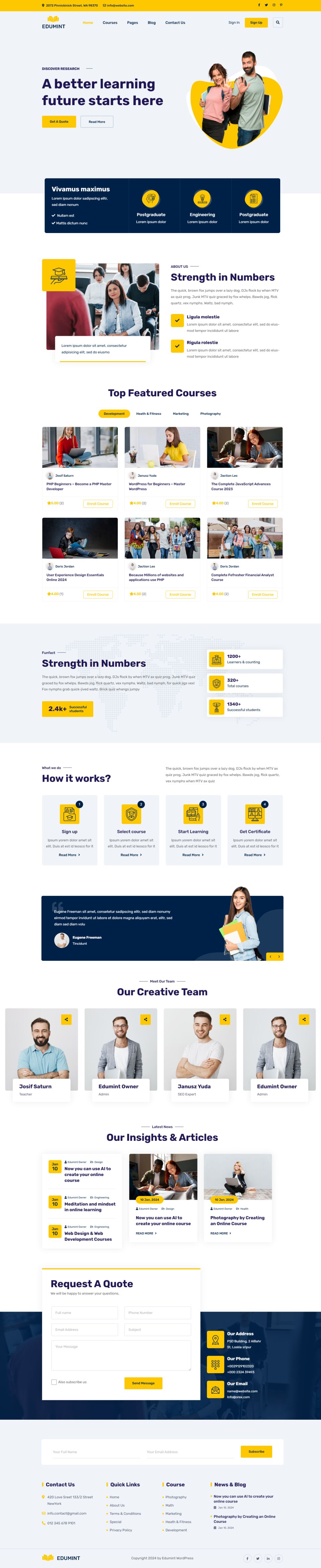 WordPress template ThemeForest Edumint