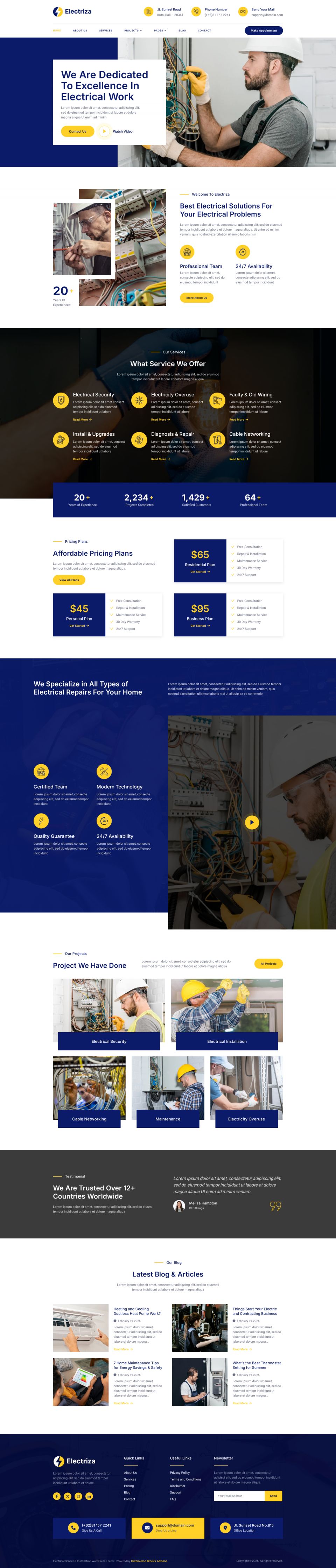 WordPress template ThemeForest Electriza