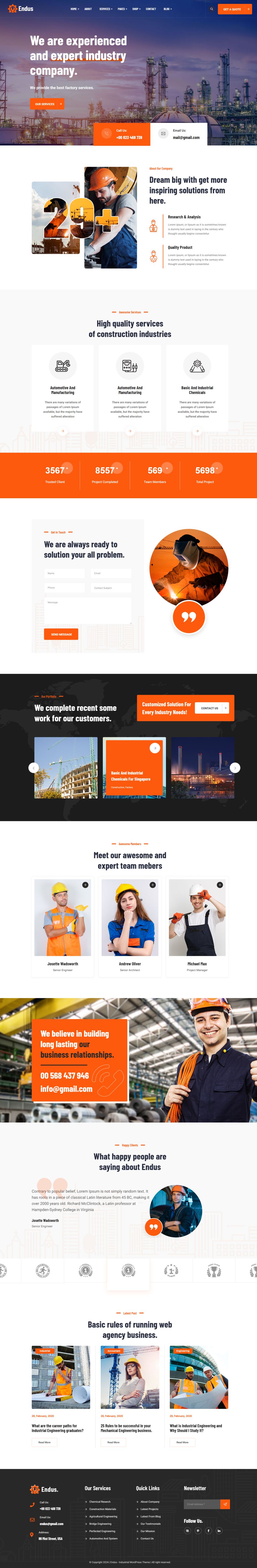 WordPress template ThemeForest Endus