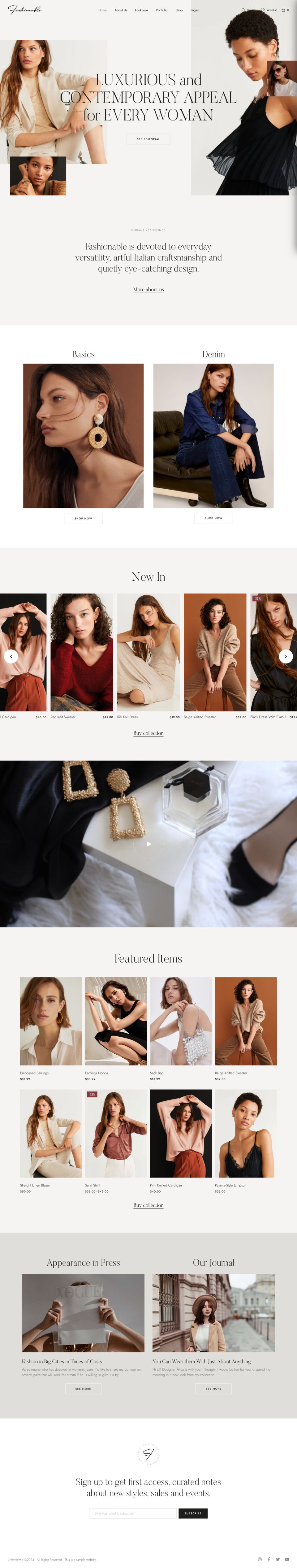 WordPress template ThemeForest Fashionable