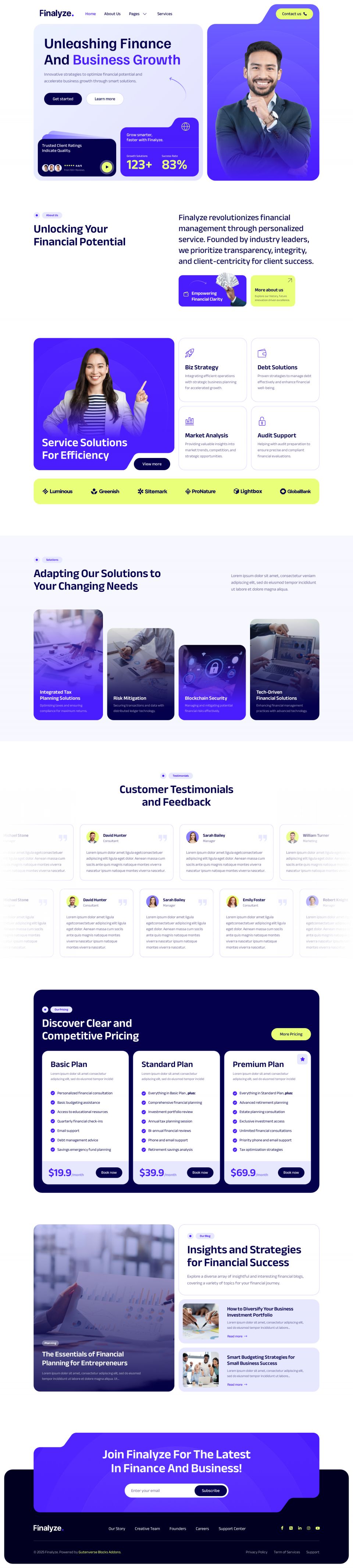 WordPress template ThemeForest Finalyze