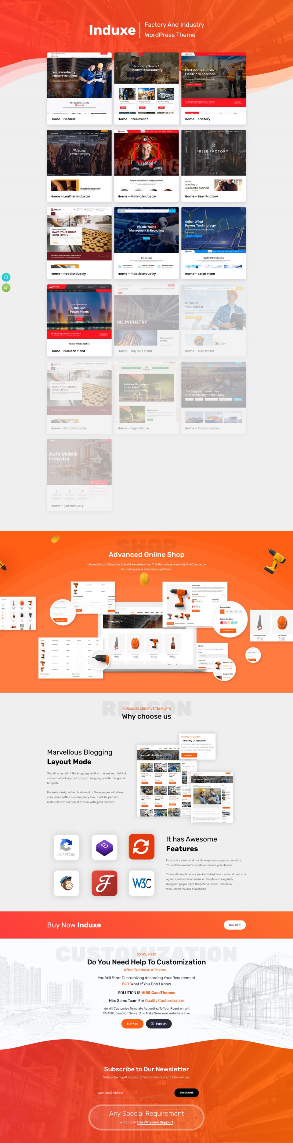 WordPress template ThemeForest Induxe