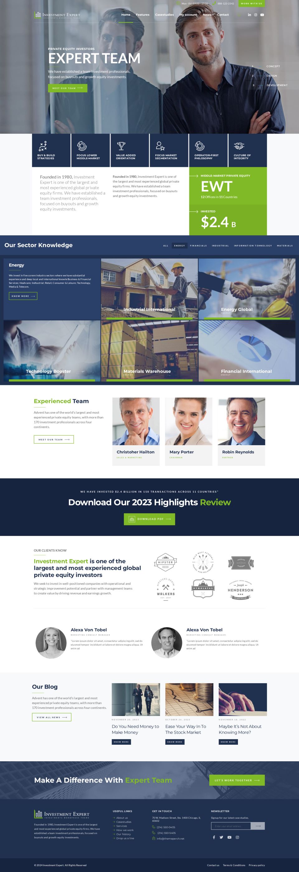 WordPress template ThemeForest Investment