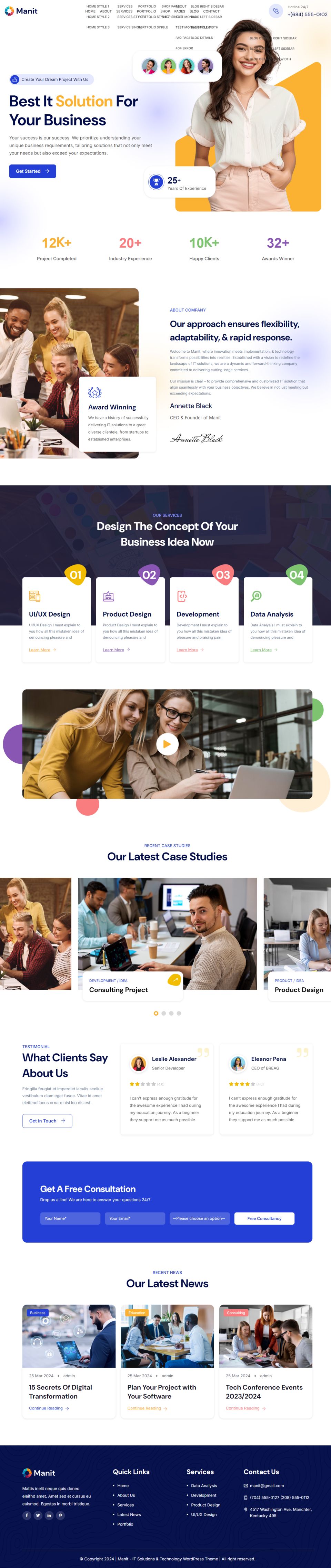 WordPress template ThemeForest Manit