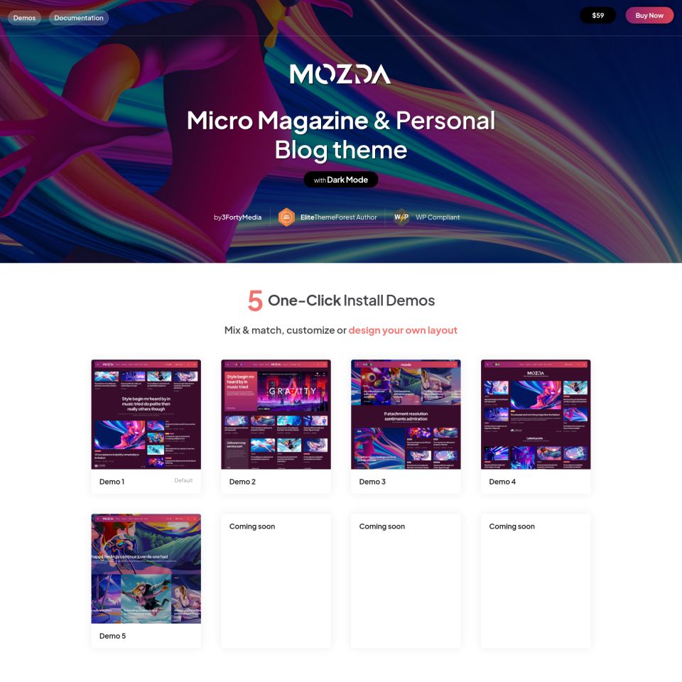 WordPress template ThemeForest Mozda