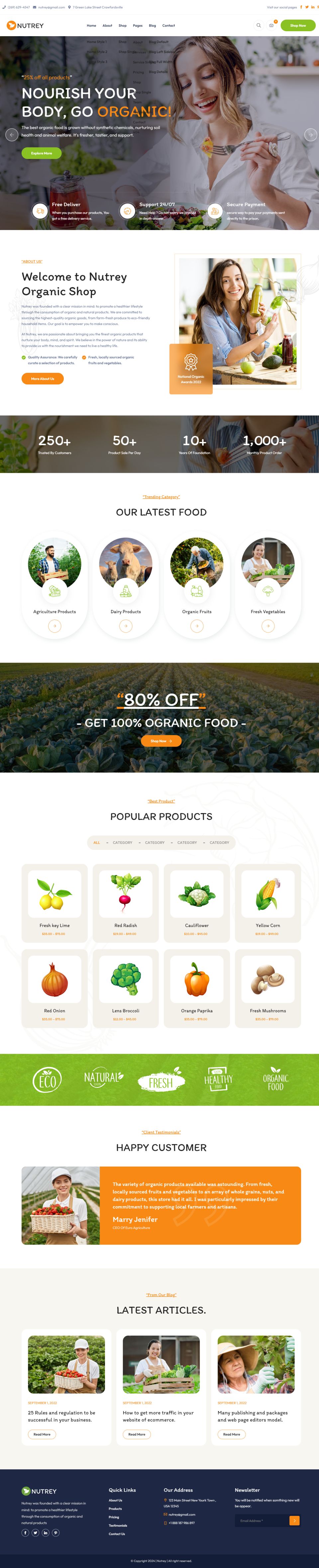 WordPress template ThemeForest Nutrey
