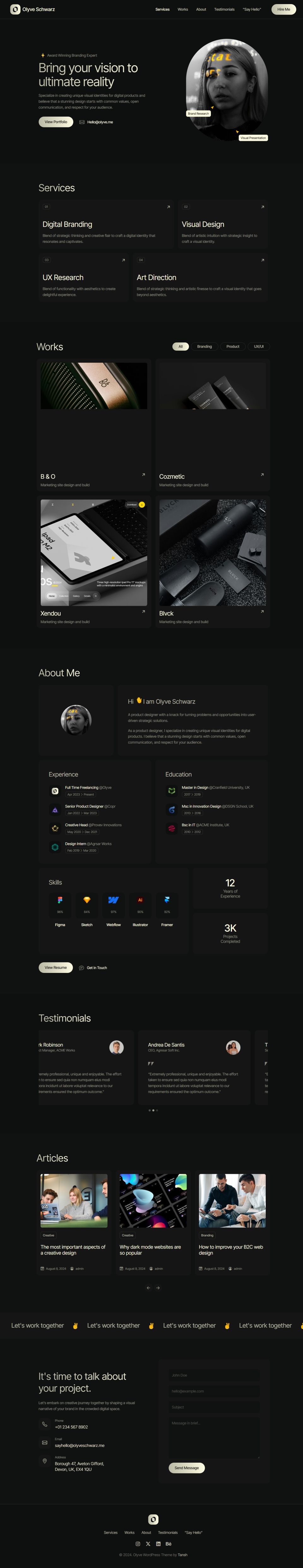 WordPress template ThemeForest Olyve