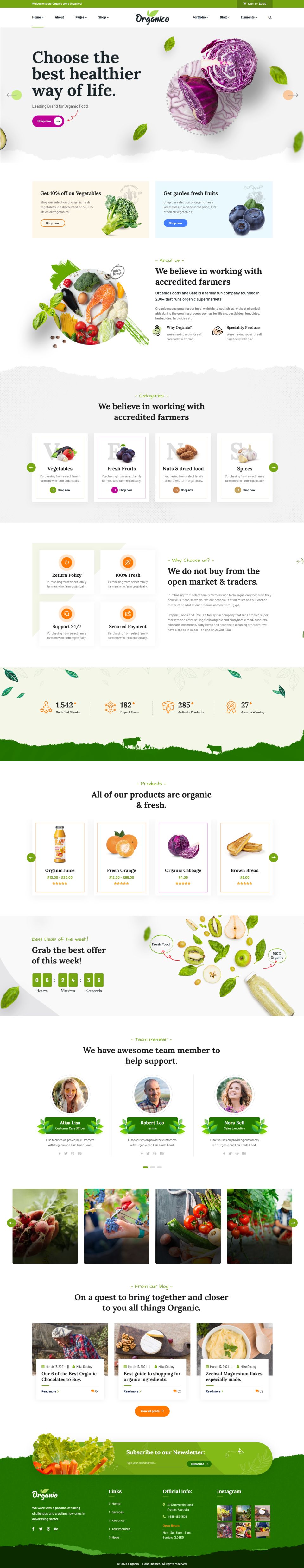 WordPress template ThemeForest Organio
