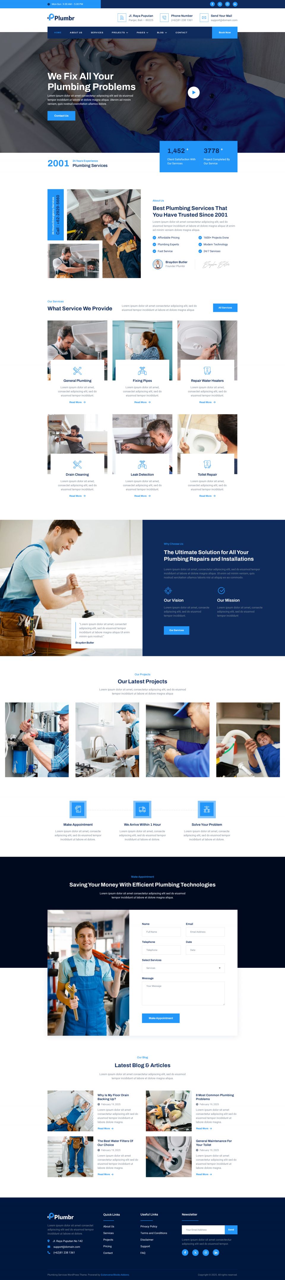 WordPress template ThemeForest Plumbr