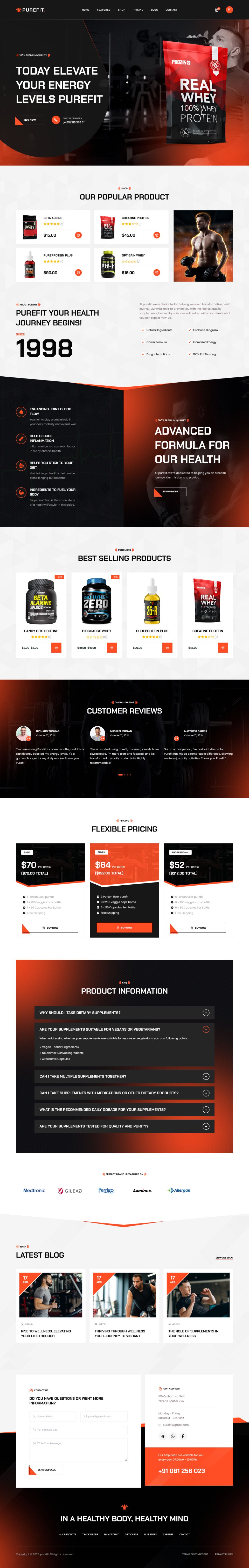 WordPress template ThemeForest Purefit