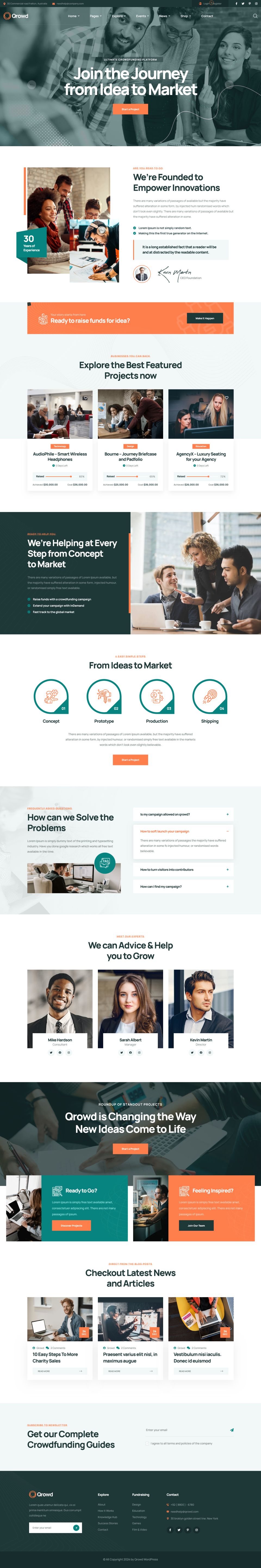 WordPress template ThemeForest Qrowd