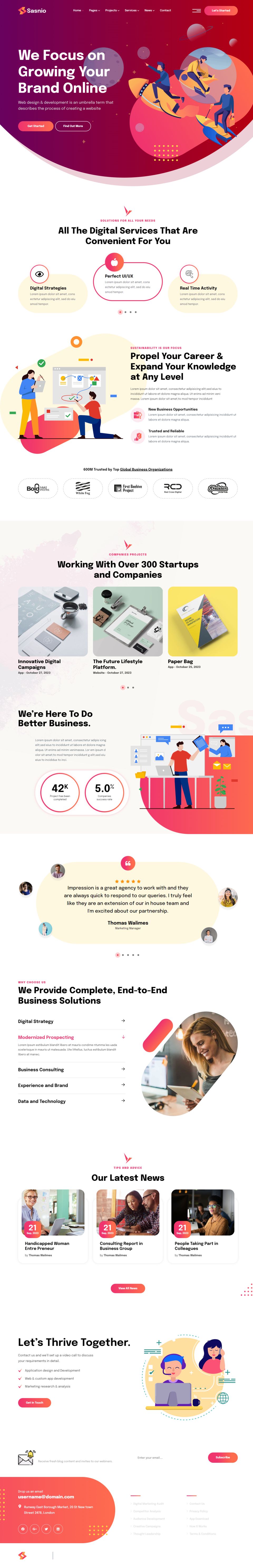 WordPress template ThemeForest Sasnio