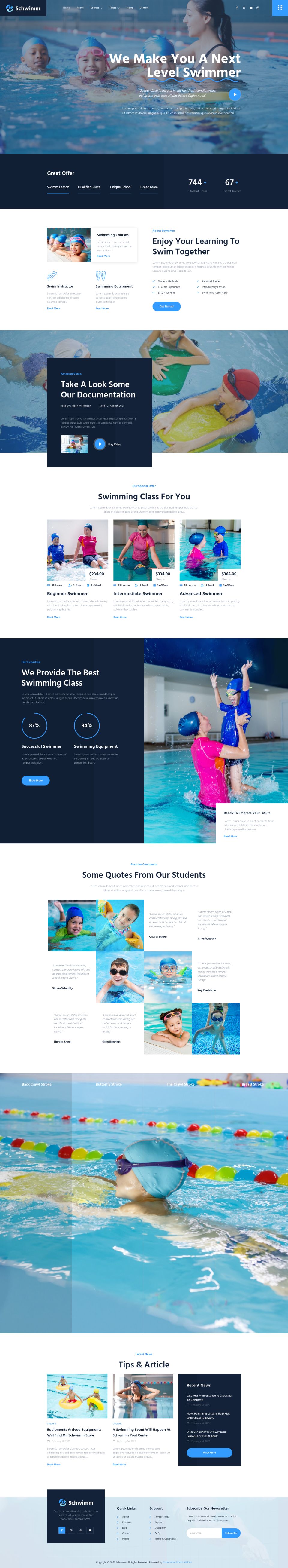 WordPress template ThemeForest Schwimm