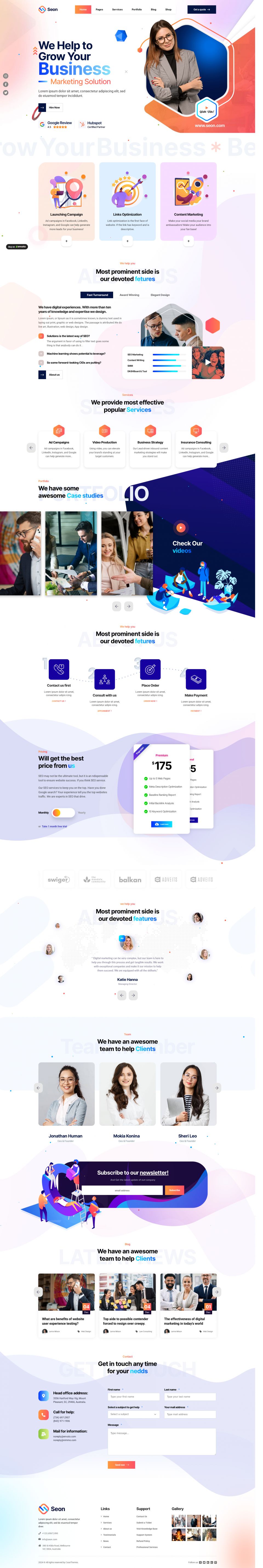 WordPress template ThemeForest Seon