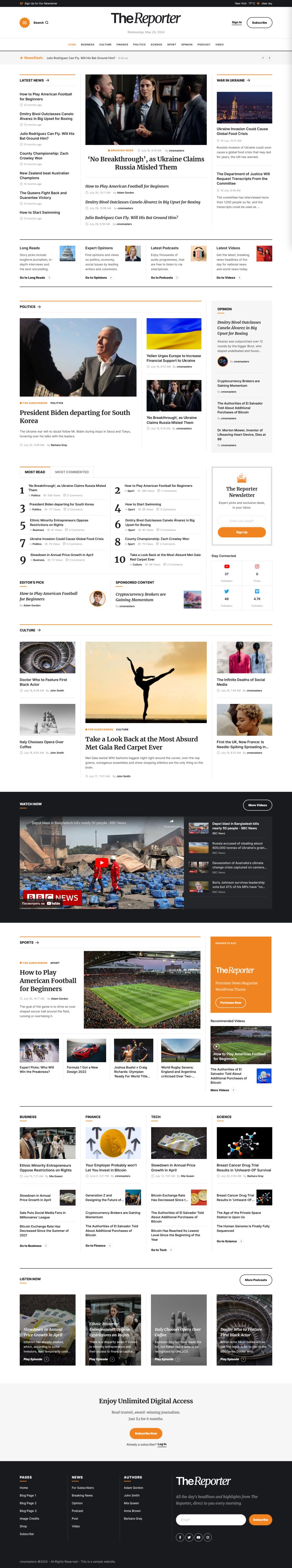 WordPress template ThemeForest The Reporter