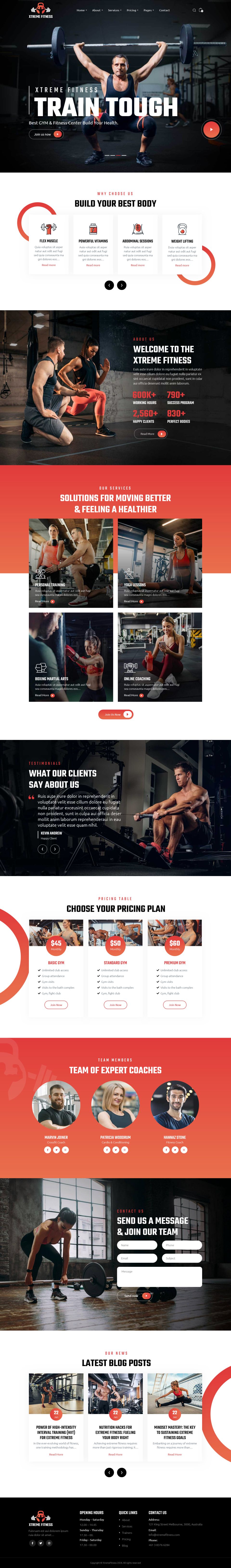 WordPress template ThemeForest Xtreme Fitness