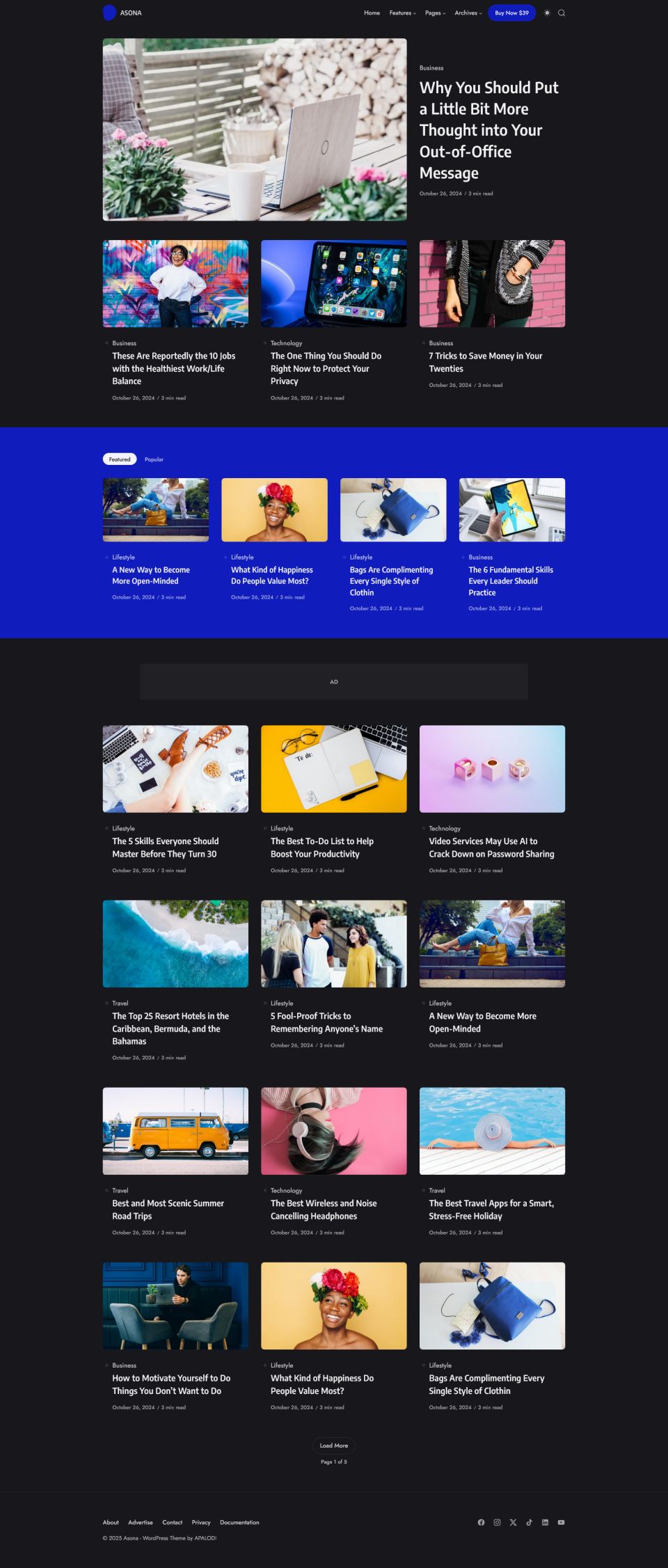 WordPress template ThemeForest Asona