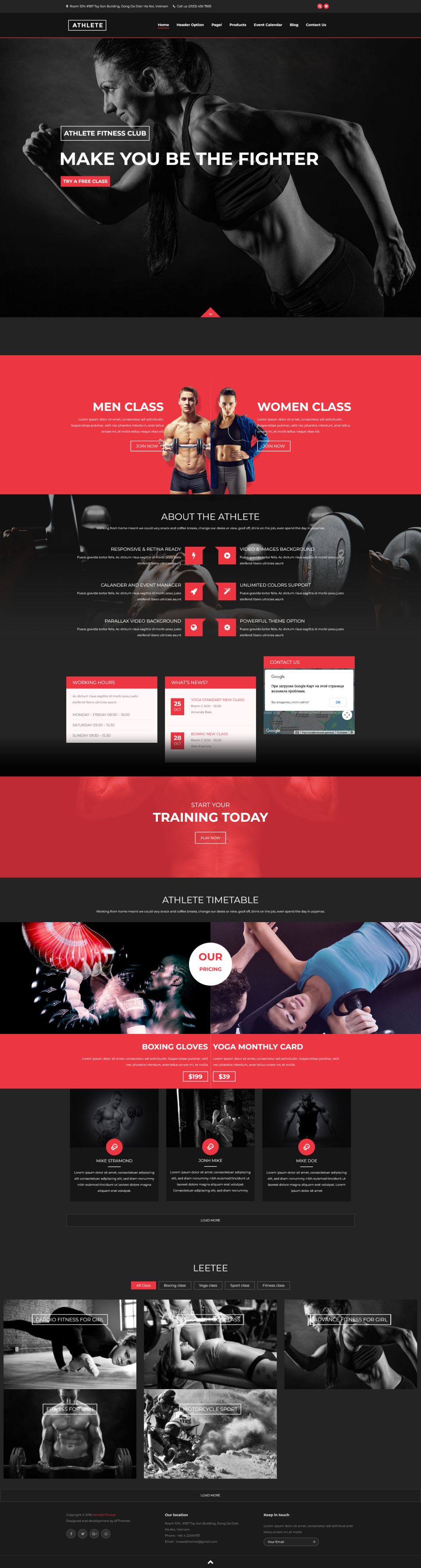 WordPress template ThemeForest Athlete Fitness