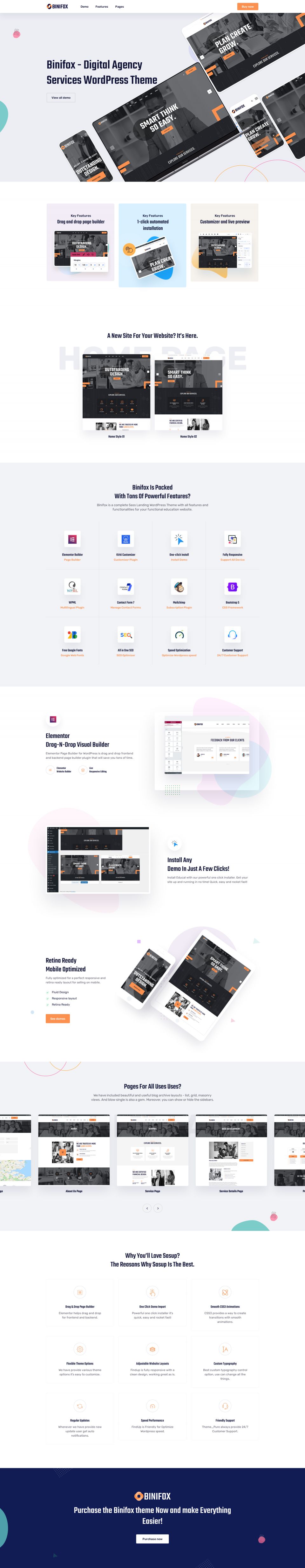 WordPress template ThemeForest Binifox