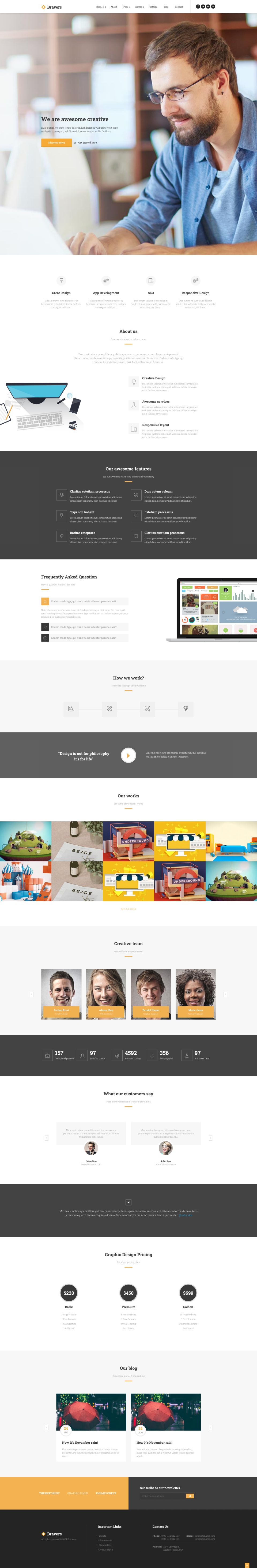 WordPress template ThemeForest Bravers
