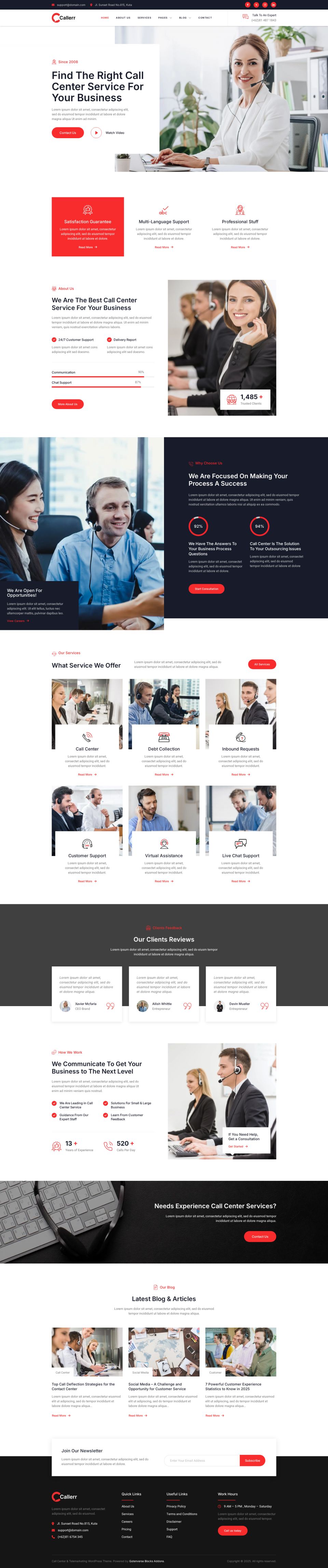 WordPress template ThemeForest Callerr