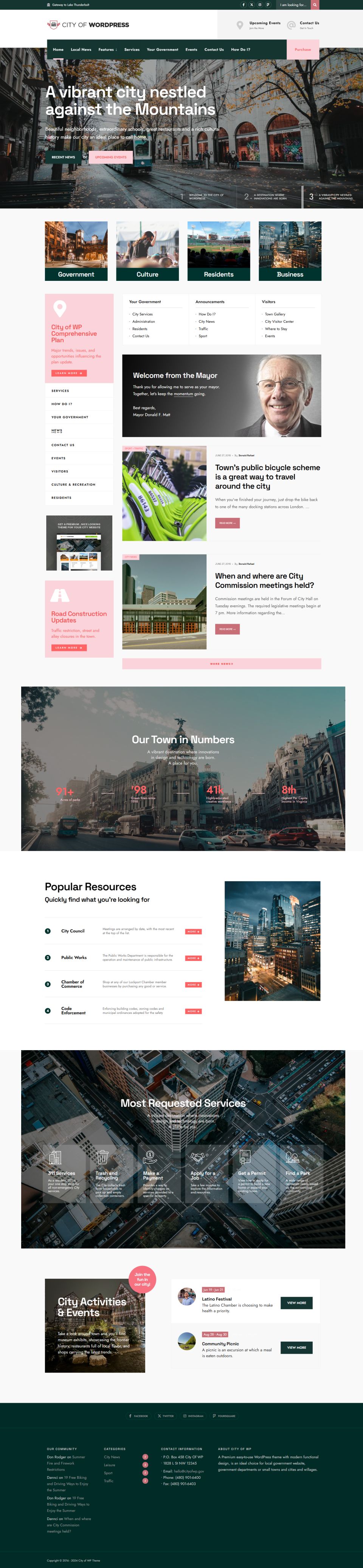WordPress template ThemeForest City of WP
