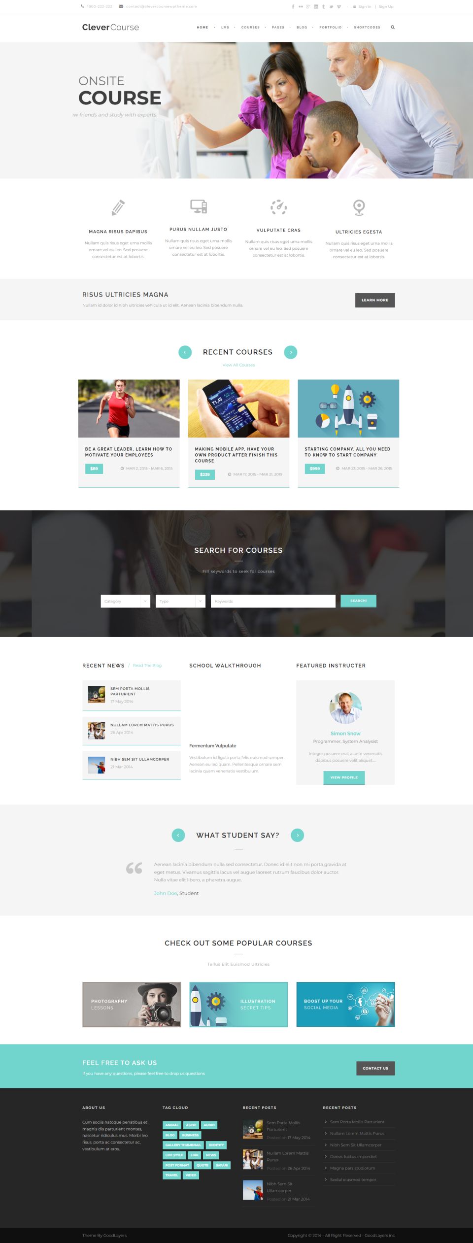 WordPress template ThemeForest Clever Course