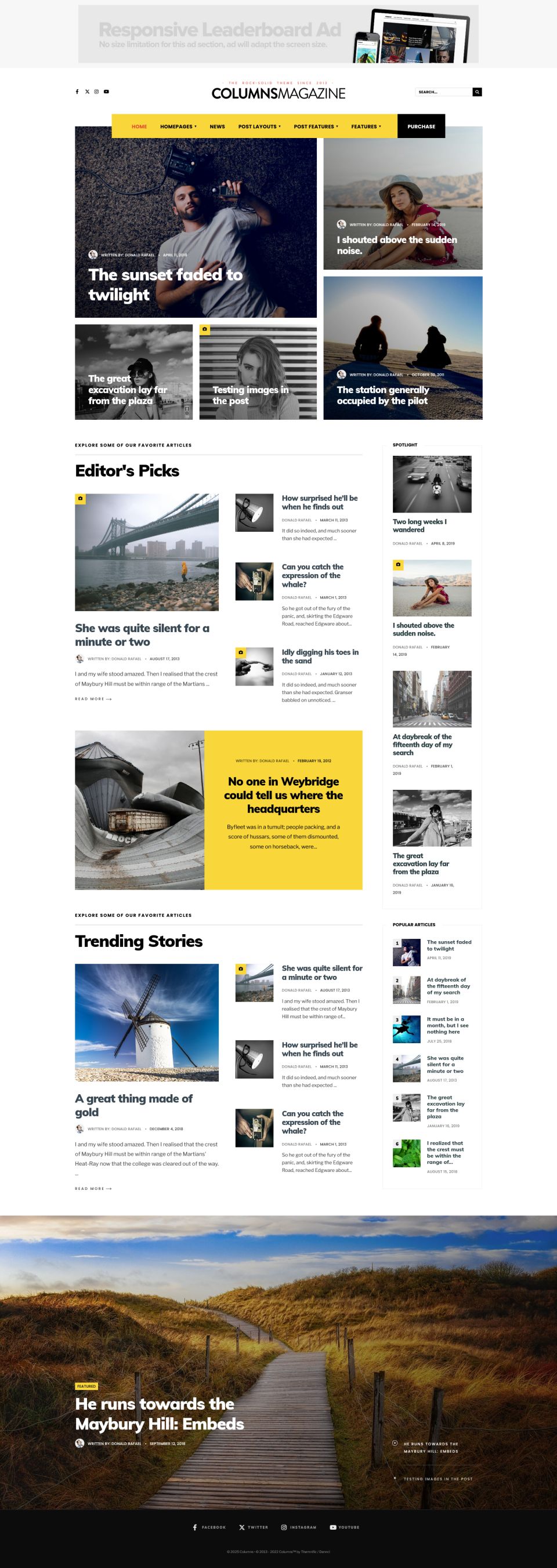 WordPress template ThemeForest Columns