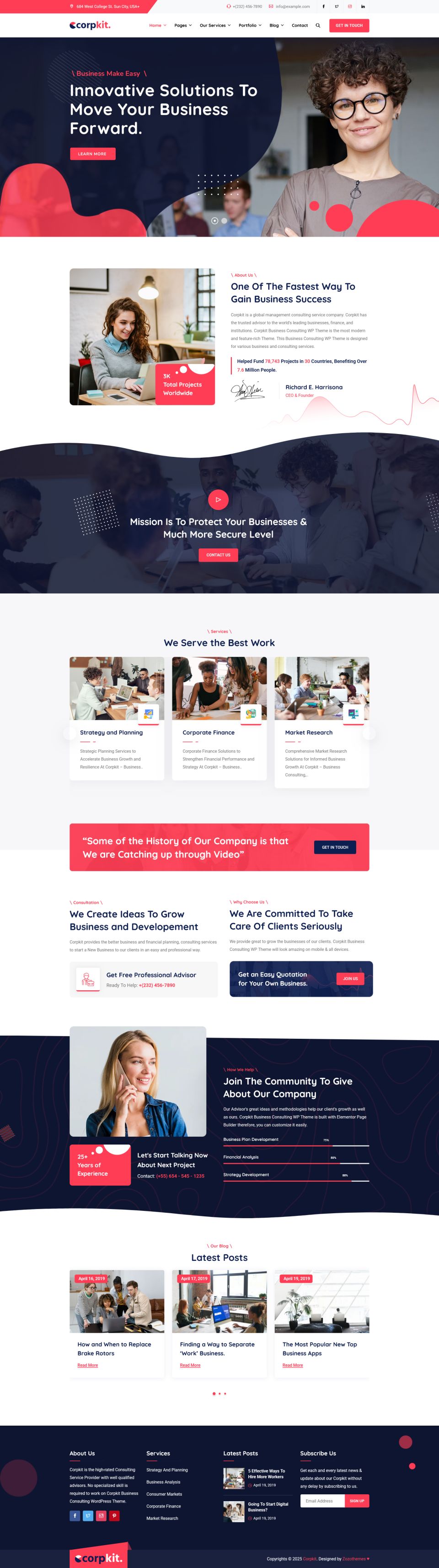 WordPress template ThemeForest Corpkit