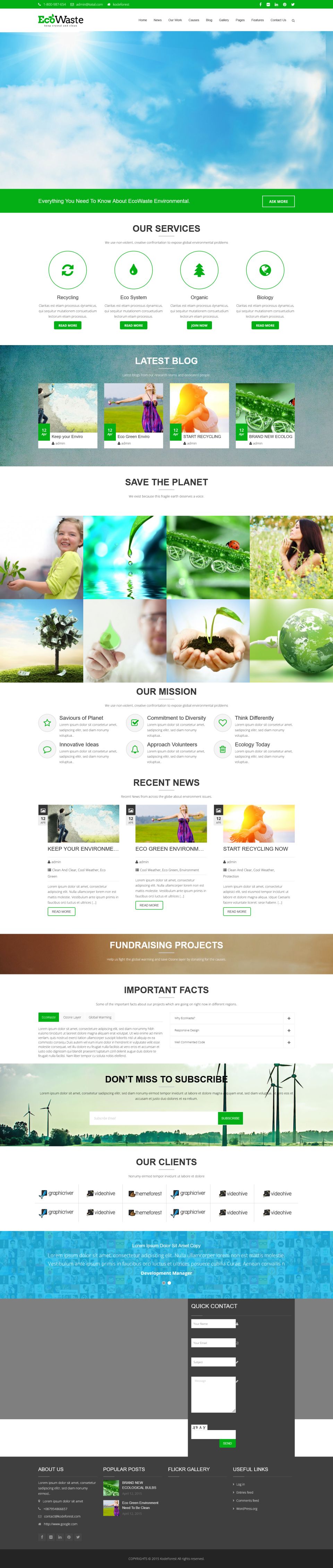WordPress template ThemeForest EcoWaste