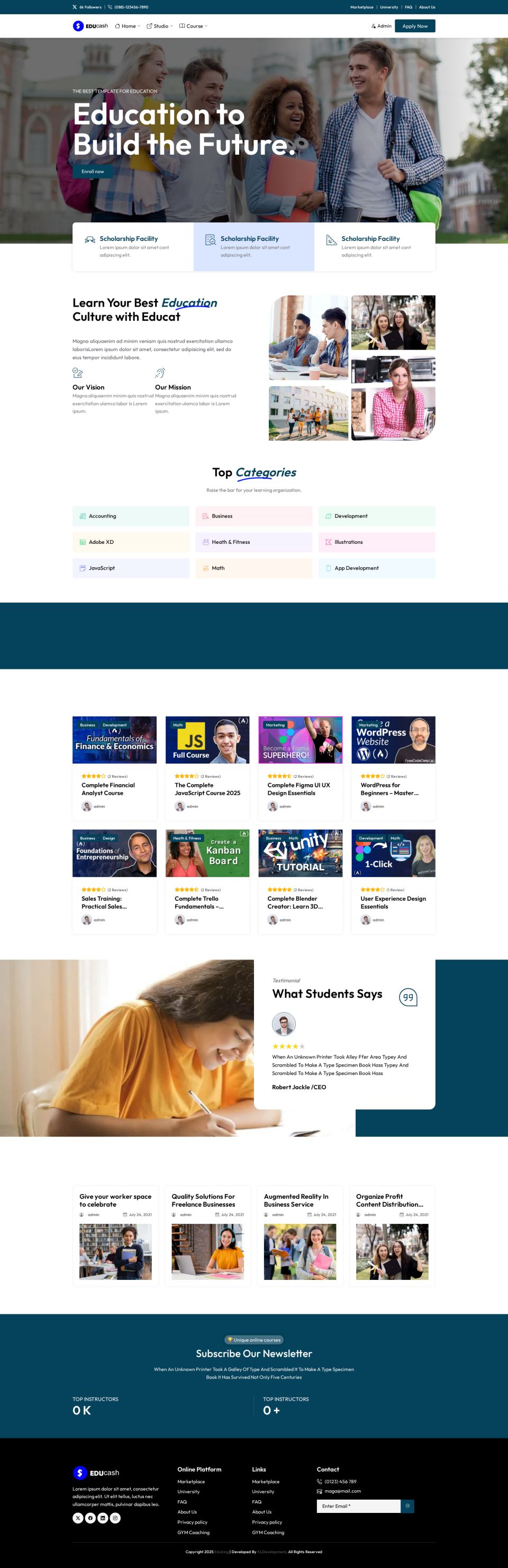 WordPress template ThemeForest Educash