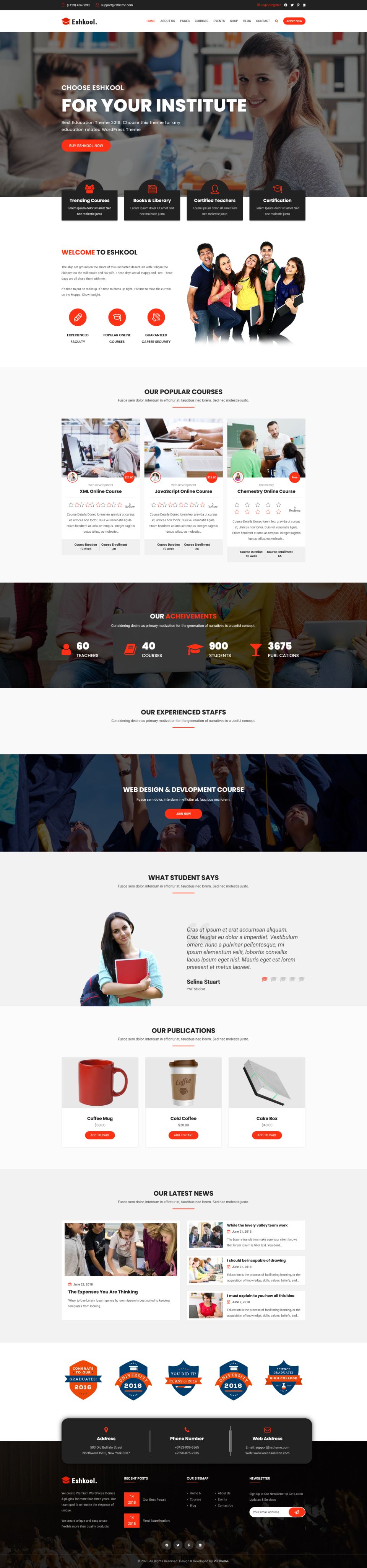WordPress template ThemeForest Eshkool