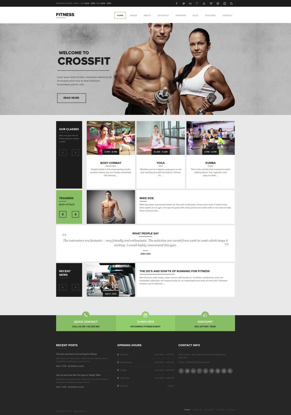WordPress template ThemeForest Fitness
