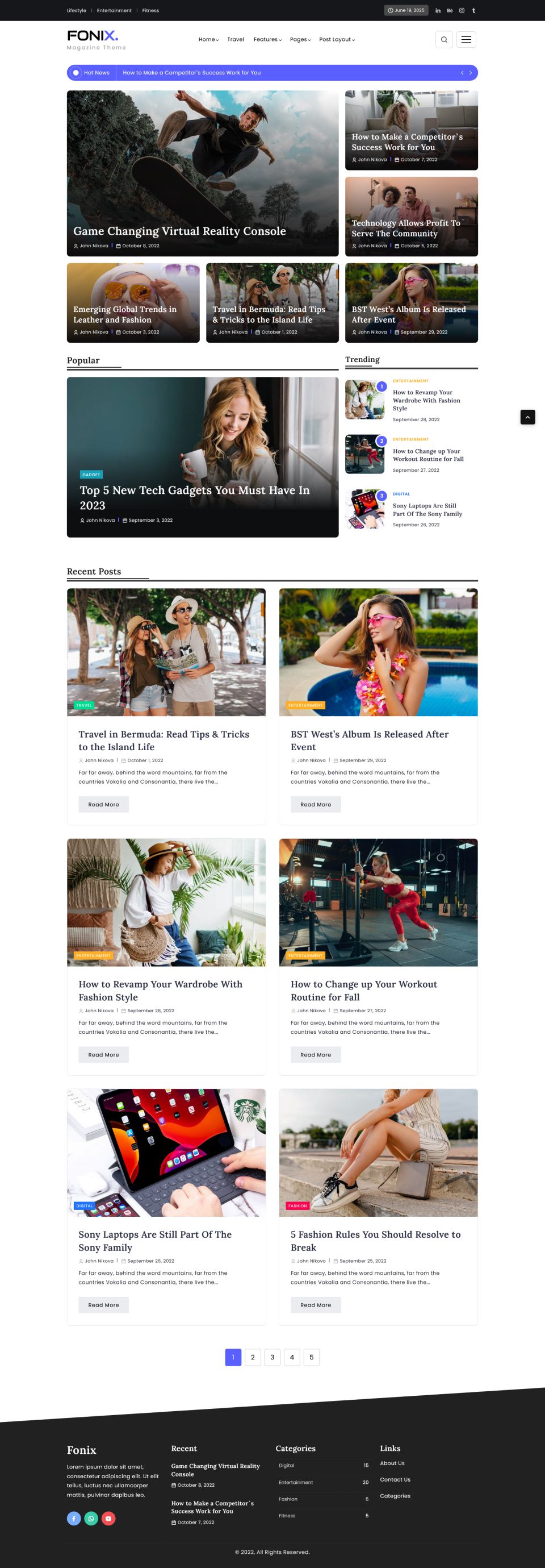 WordPress template ThemeForest Fonix