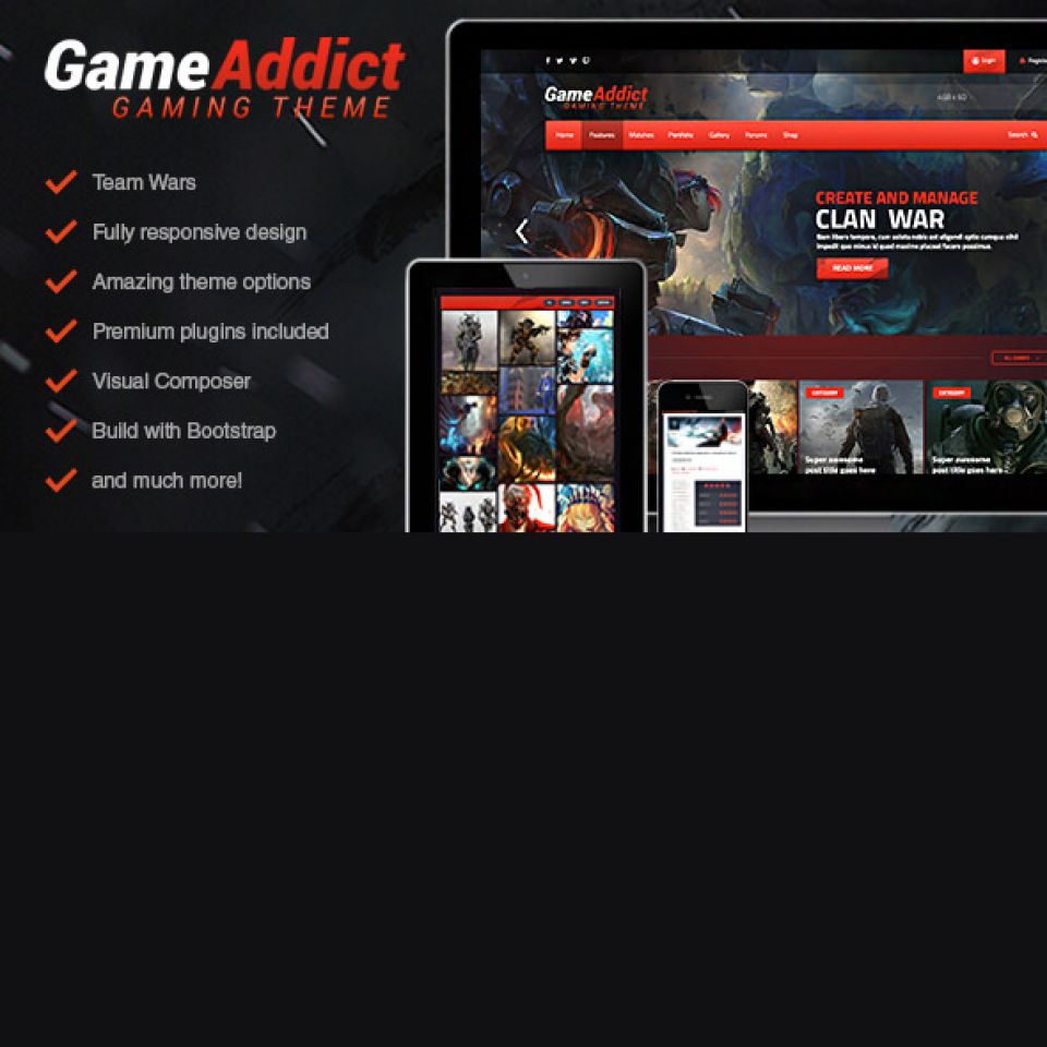 WordPress template ThemeForest Game Addict