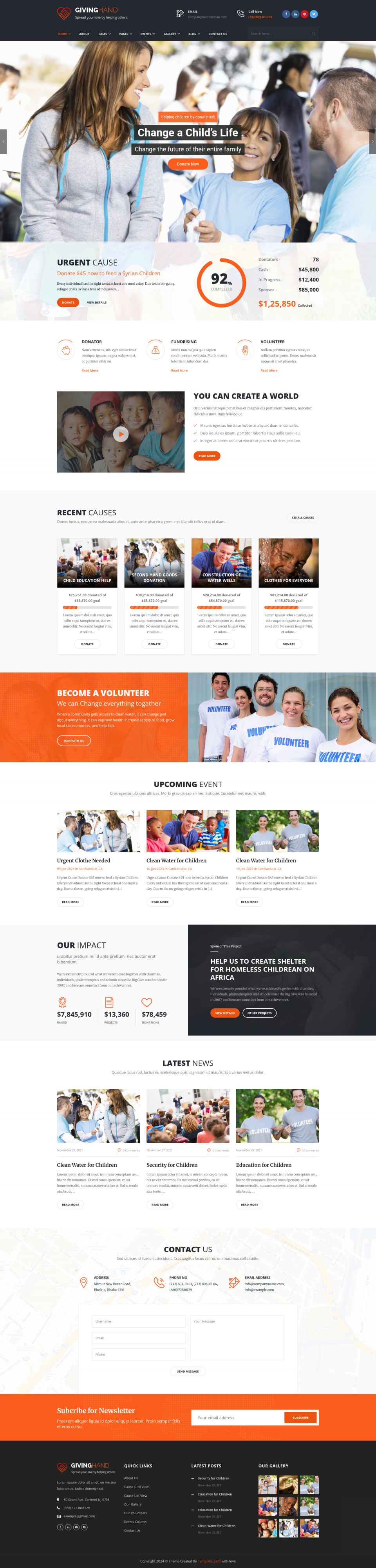 WordPress template ThemeForest Giving Hand