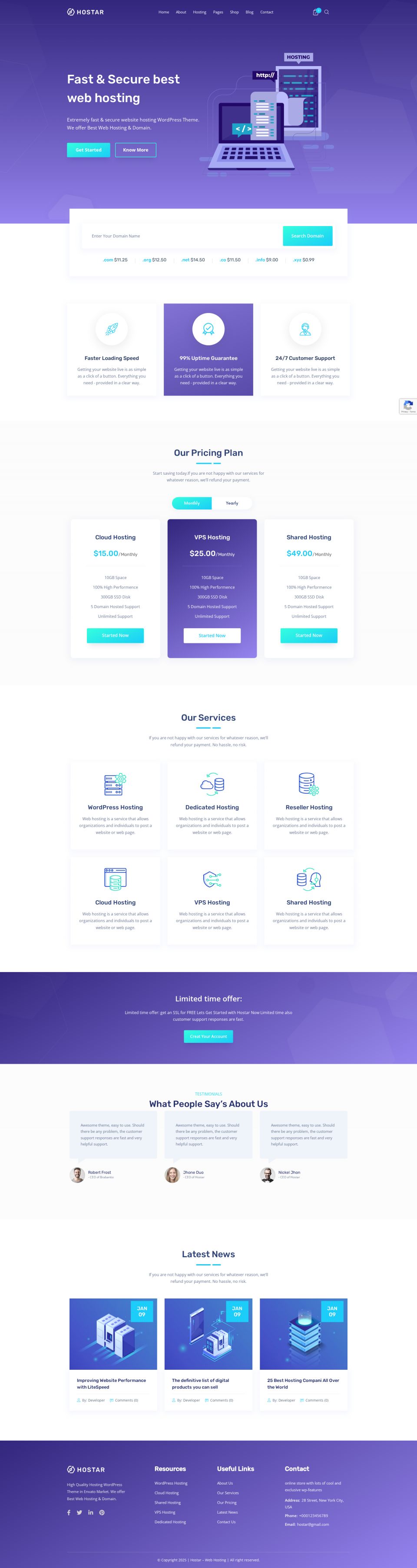 WordPress template ThemeForest Hostar