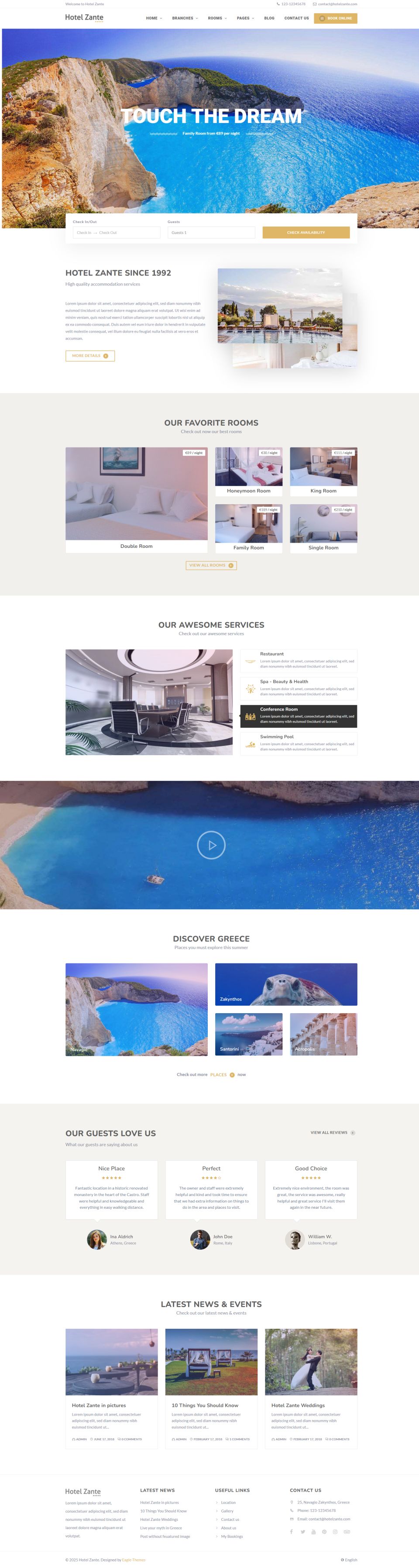 WordPress template ThemeForest Hotel Zante