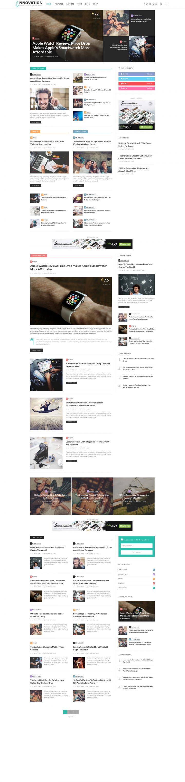 WordPress template ThemeForest Innovation