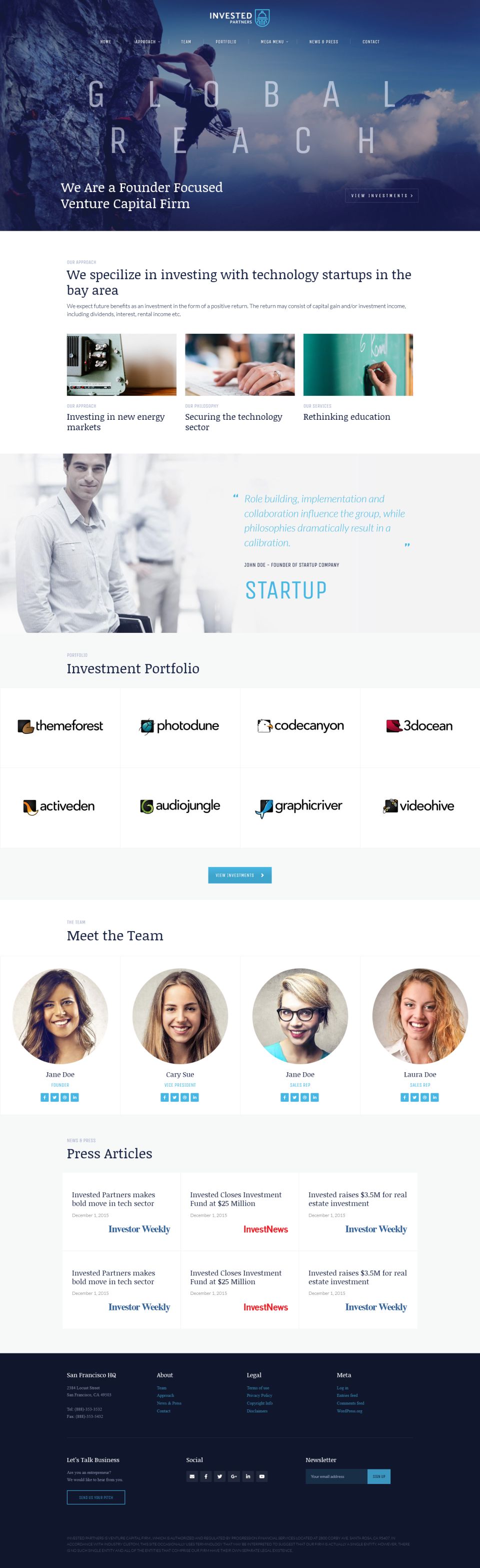 WordPress template ThemeForest Invested