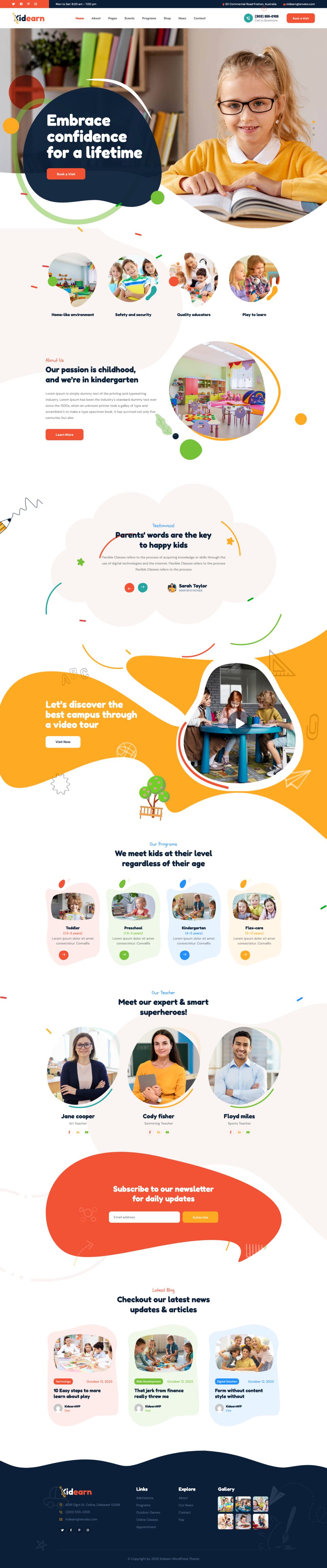WordPress template ThemeForest Kidearn